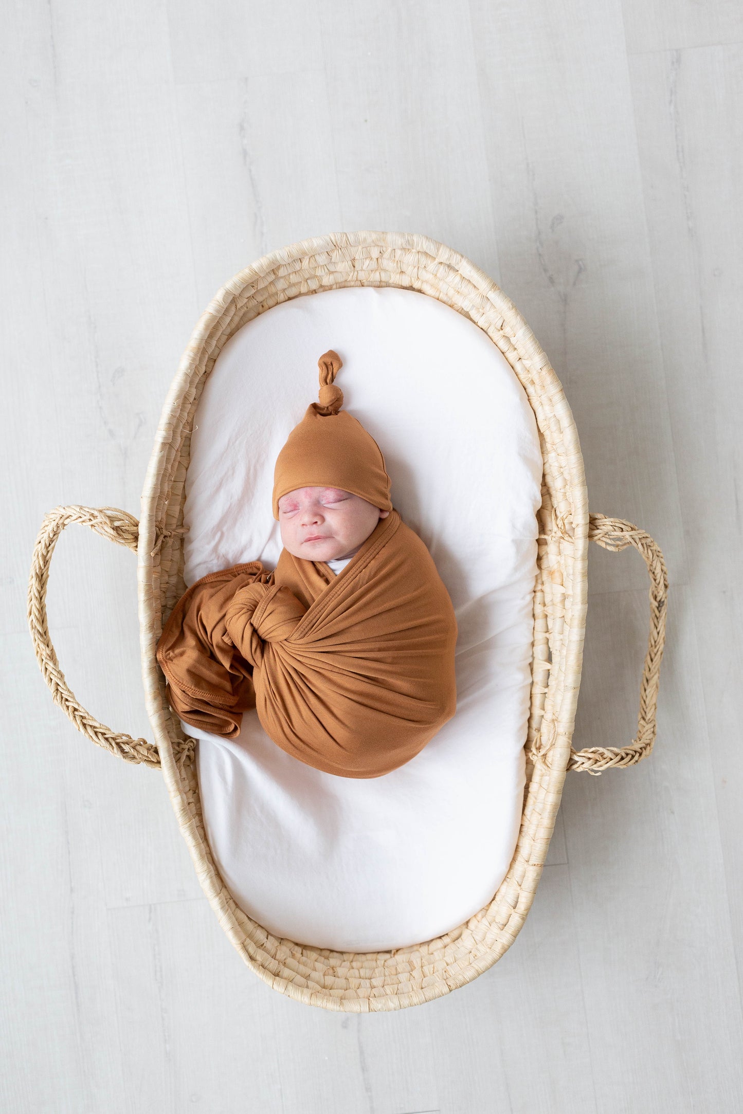 Camel Brown Swaddle Blanket and Hat Set