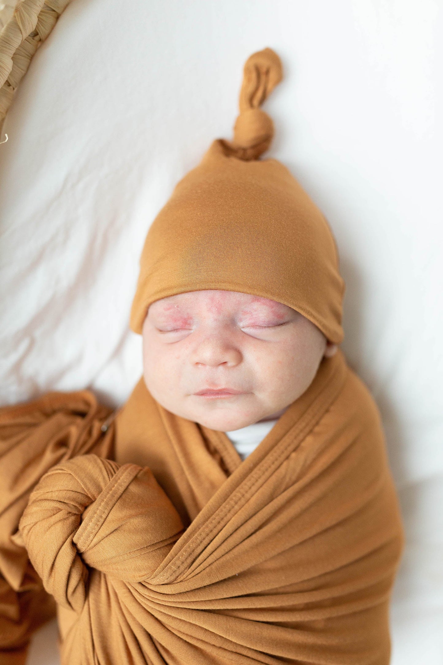 Camel Brown Swaddle Blanket and Hat Set