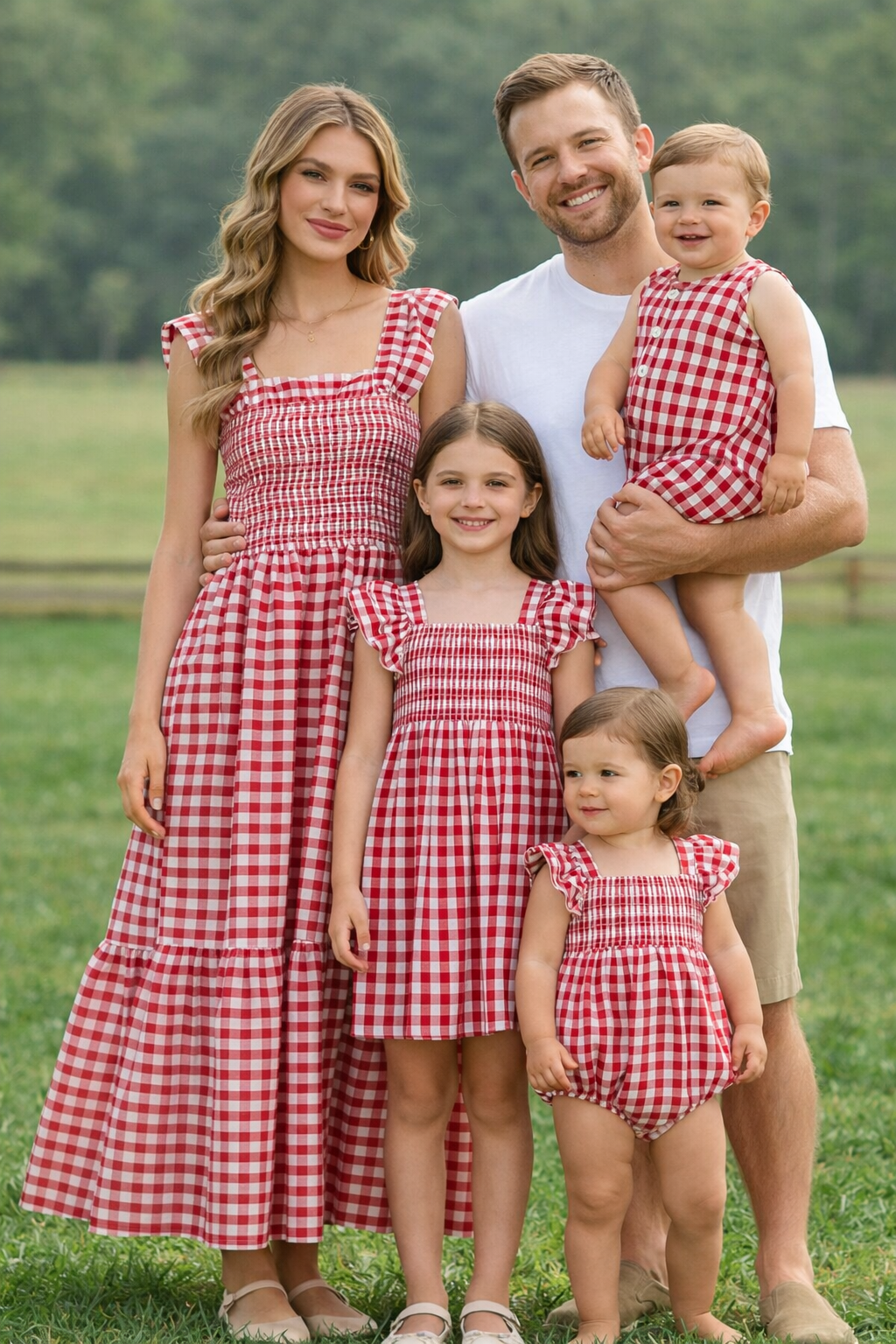 Summer Plaid Smocked Ruffled Romper