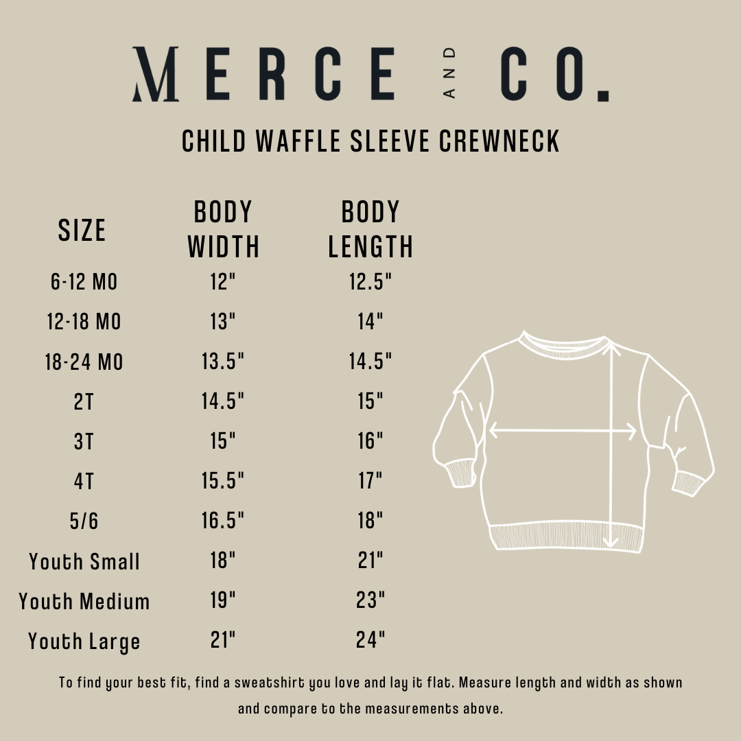 Merry Mini Child Waffle Sleeve Crewneck- 3 Colors