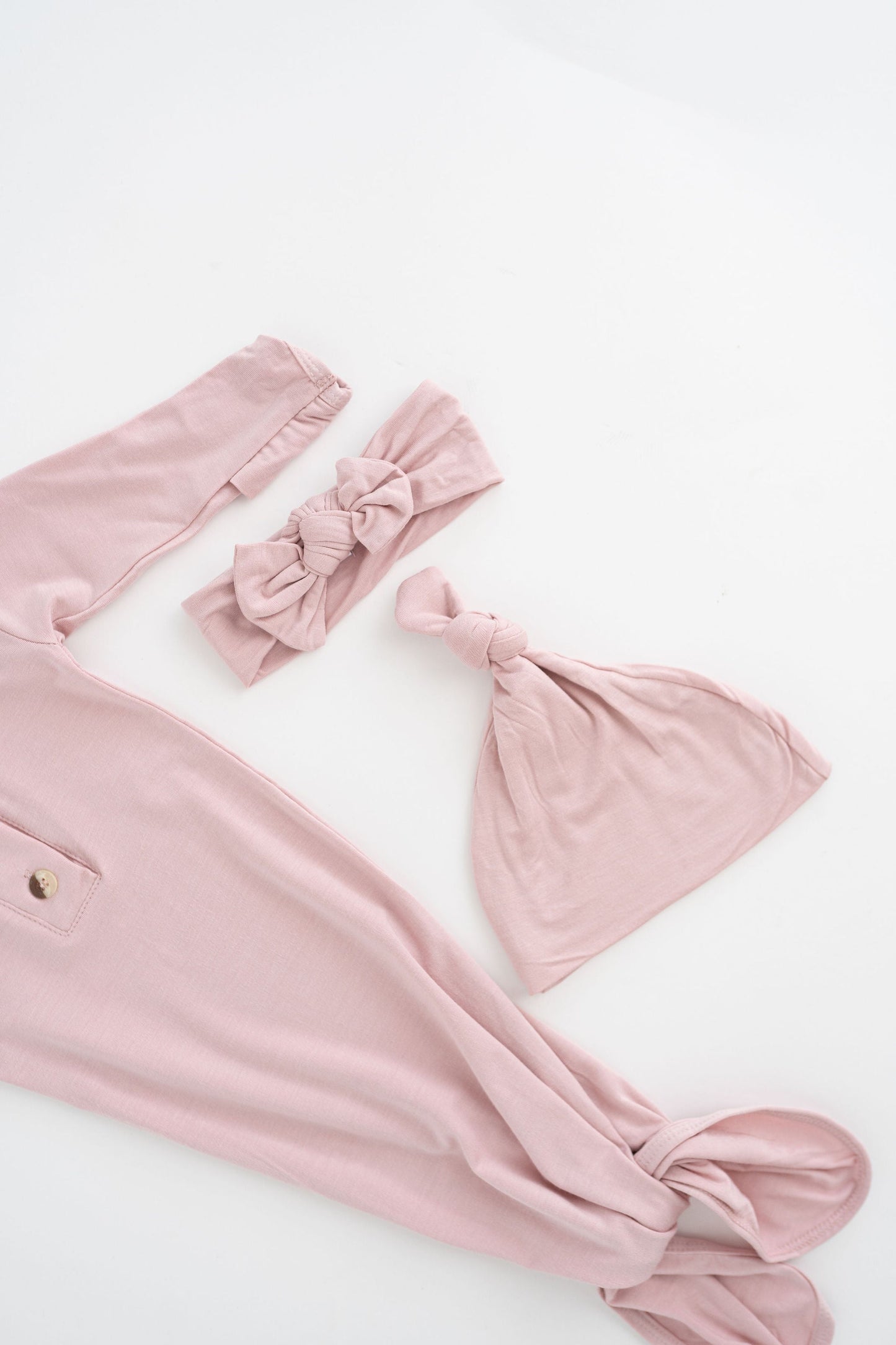 Dusty Rose 3-Piece Newborn Gown Set