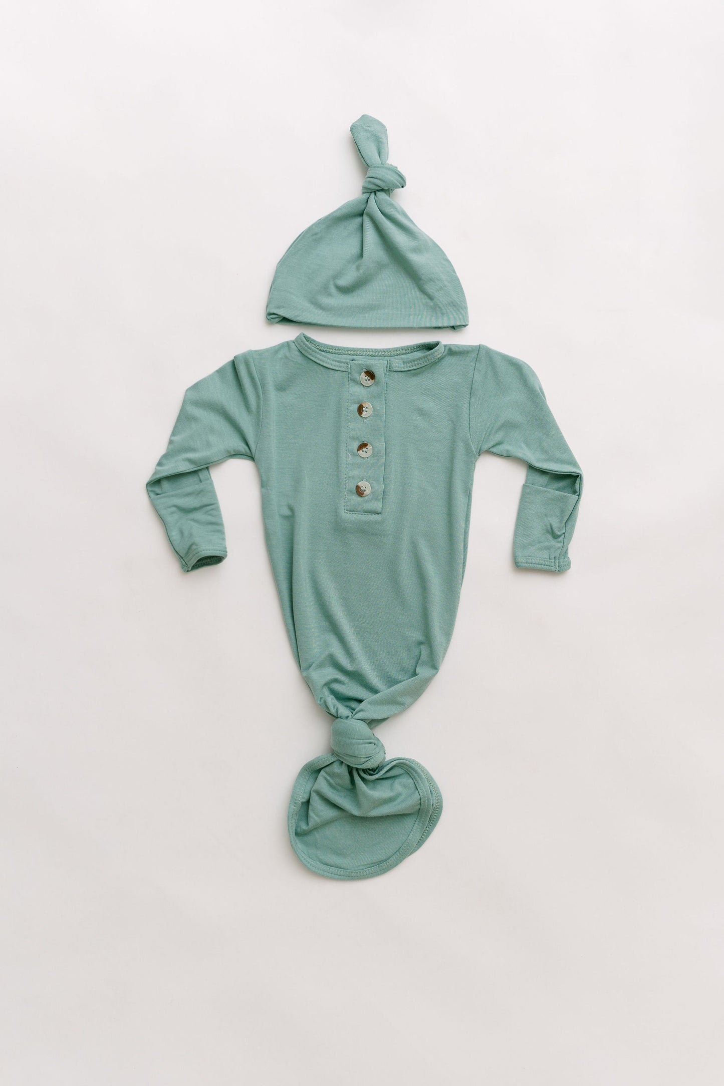 Mint Knotted Baby Gown With Hat/Headband Option (Newborn-3 months)