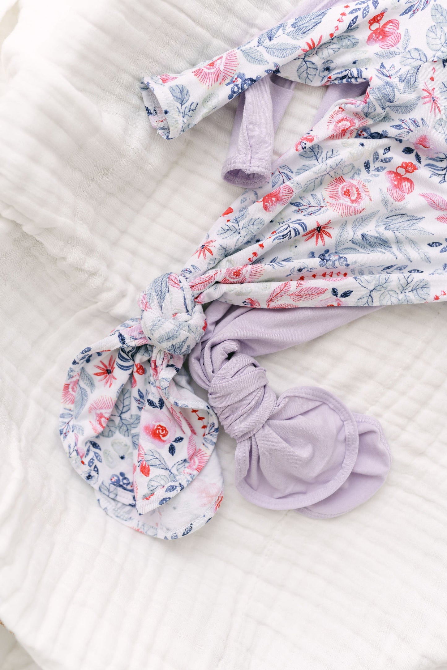 Bloom Knotted Baby Gown With Hat/Headband Option (Newborn-3 months)