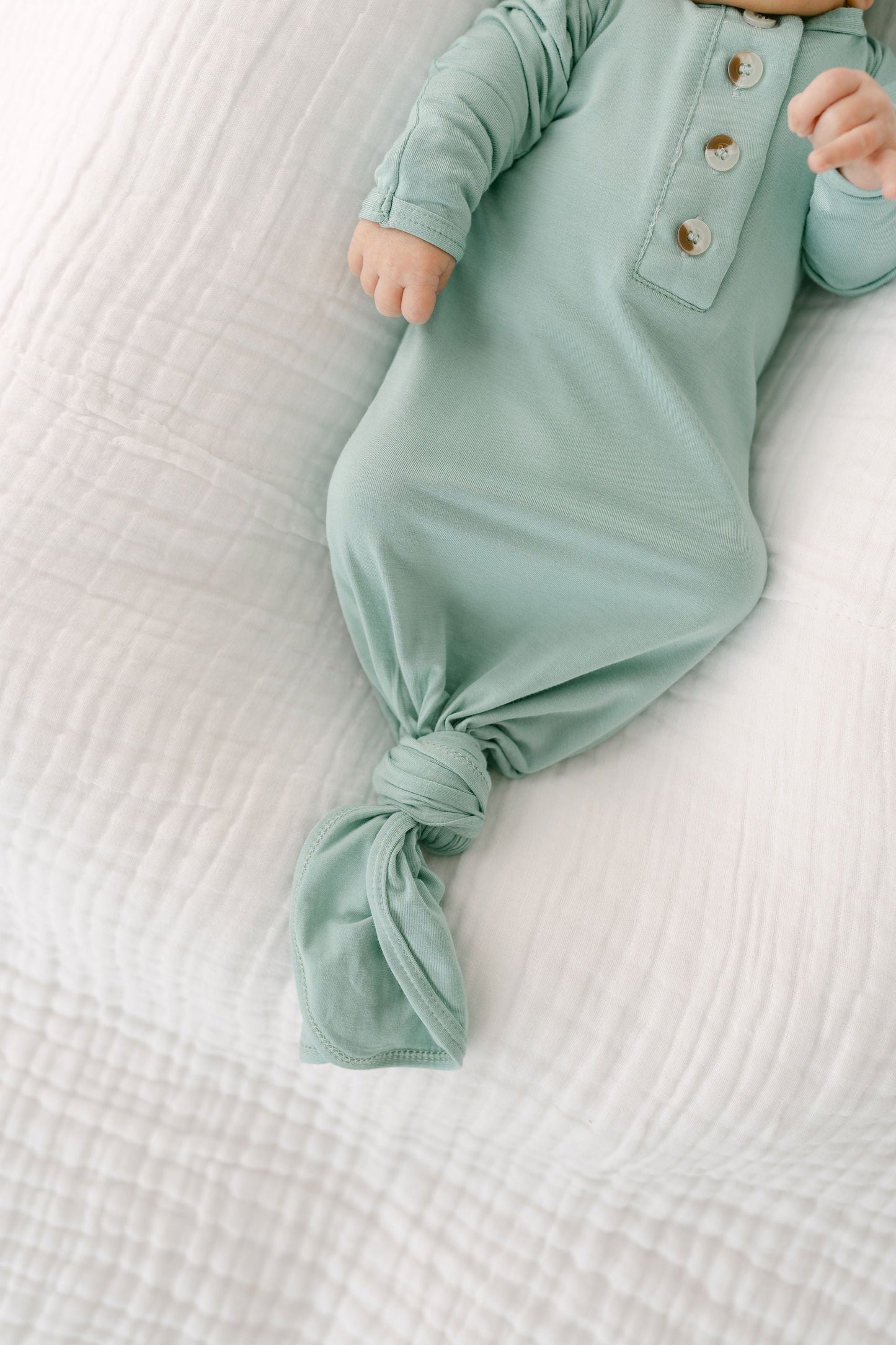 Mint Knotted Baby Gown With Hat/Headband Option (Newborn-3 months)