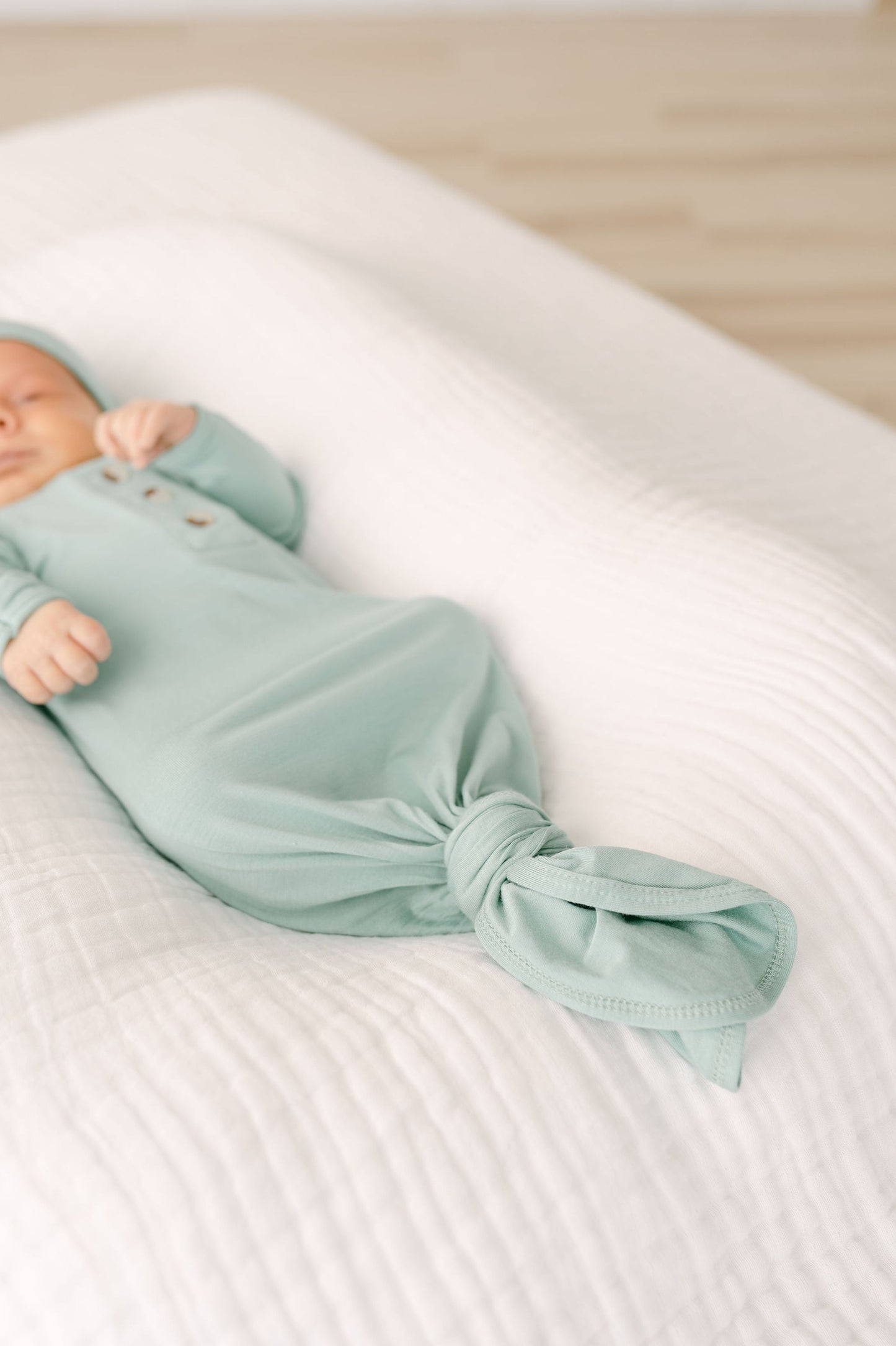 Mint Knotted Baby Gown With Hat/Headband Option (Newborn-3 months)