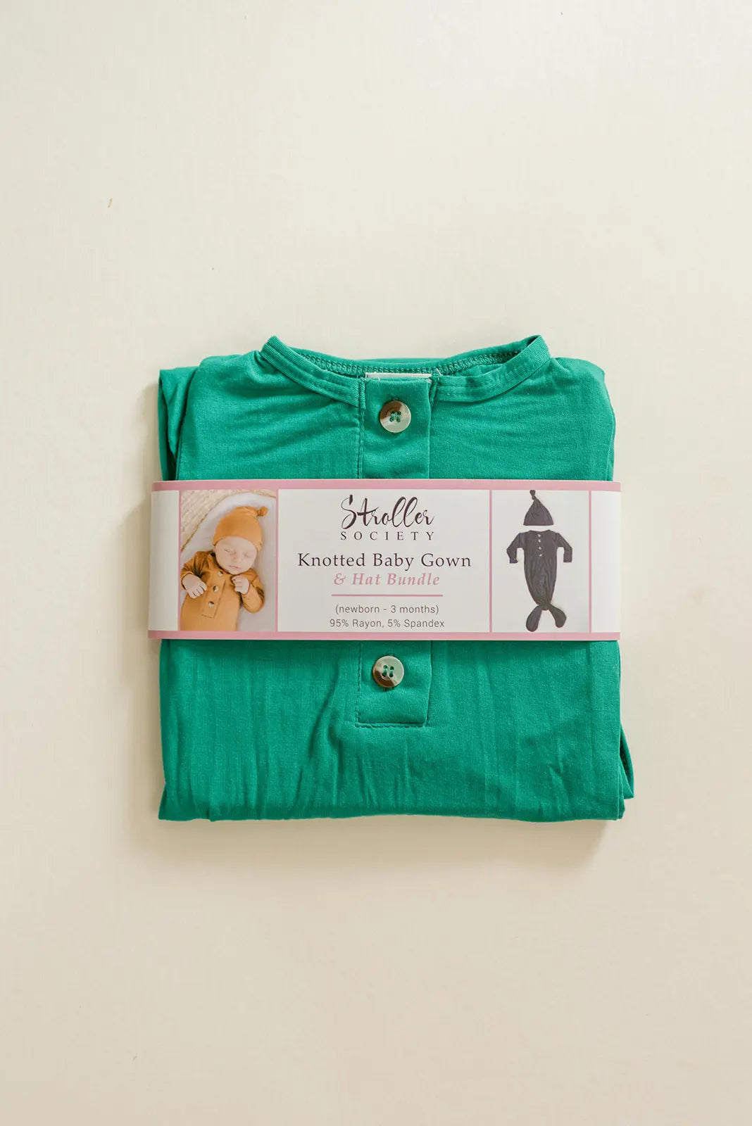 Knotted Baby Gown Set - Holiday Green