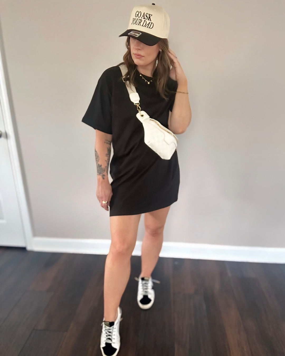 Running Errands T-Shirt Dress- Black