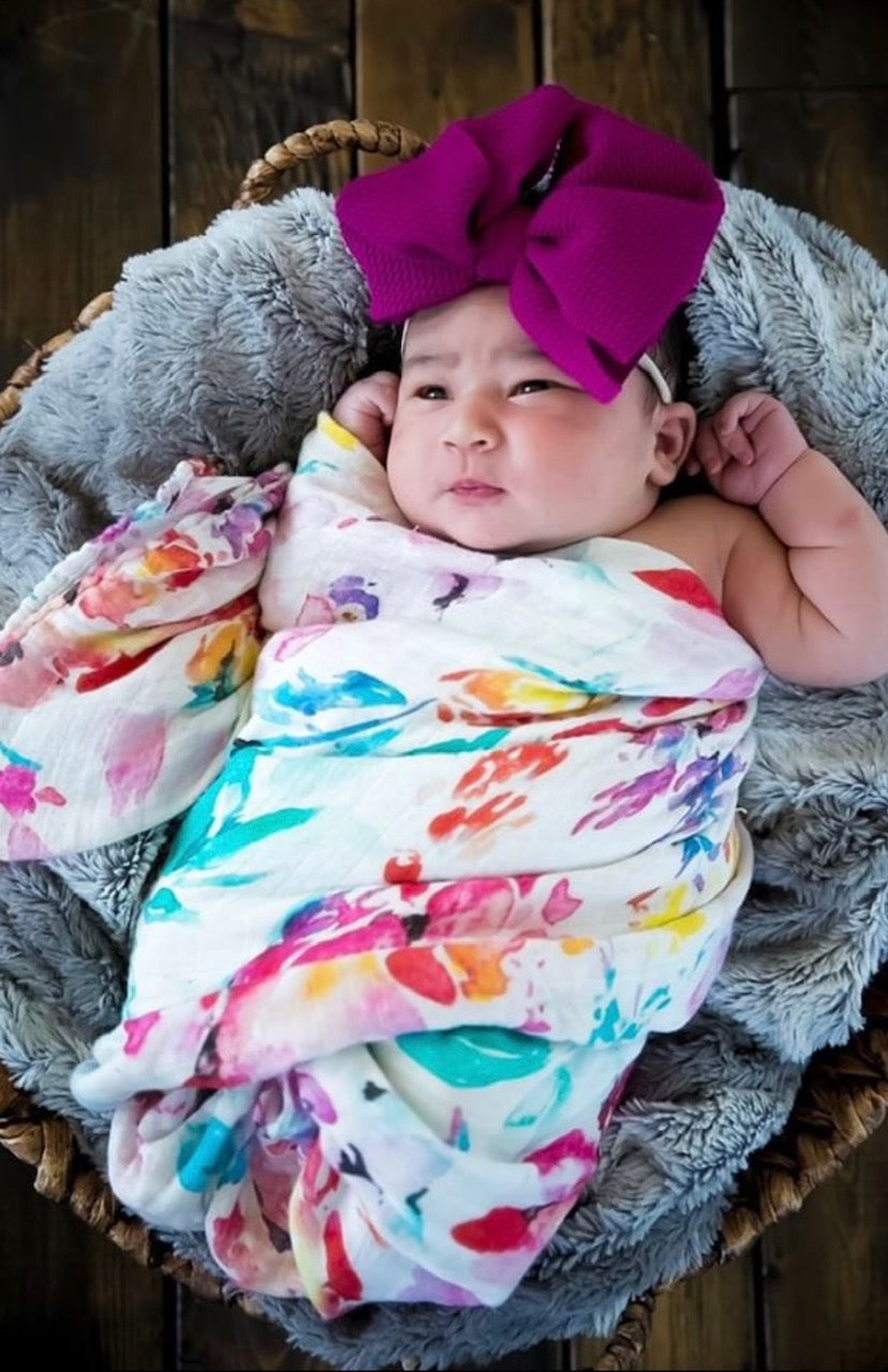Flora Bamboo Cotton Swaddle Blanket