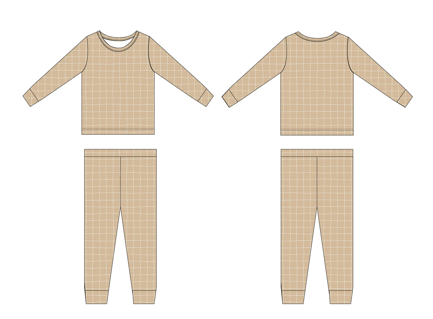 Cinnamon Cider Grid 2-Piece Pajama Set