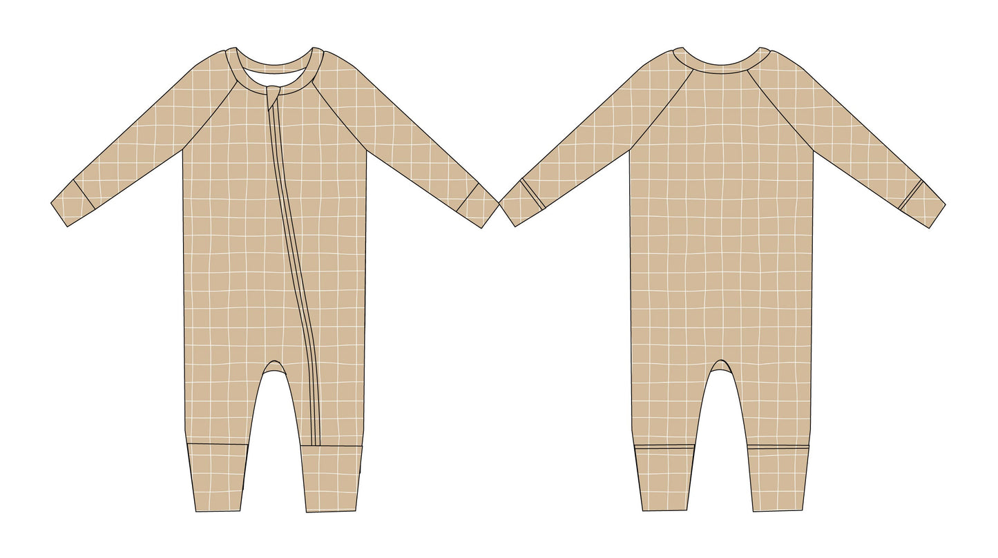 Cinnamon Cider Grid Zip Romper