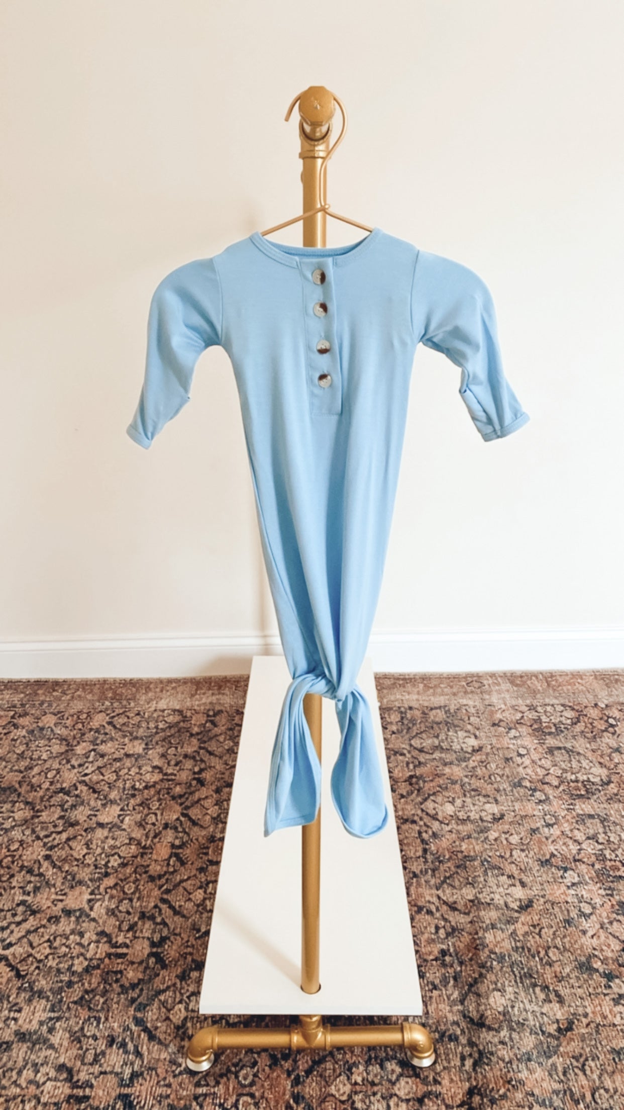 Baby Blue Newborn Knotted Gown & Hat Set
