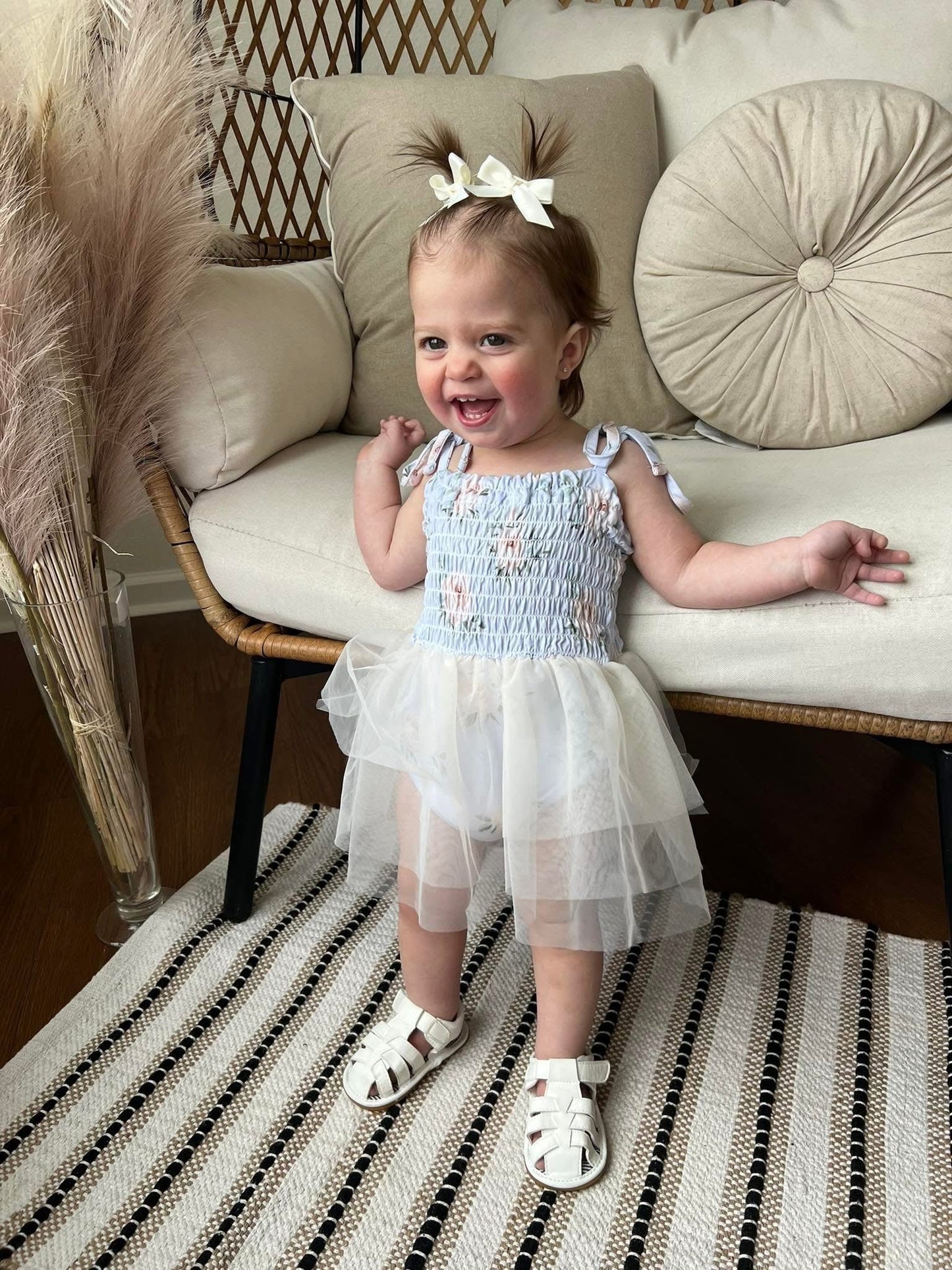 Cosette Smocked Tulle Bodysuit Dress