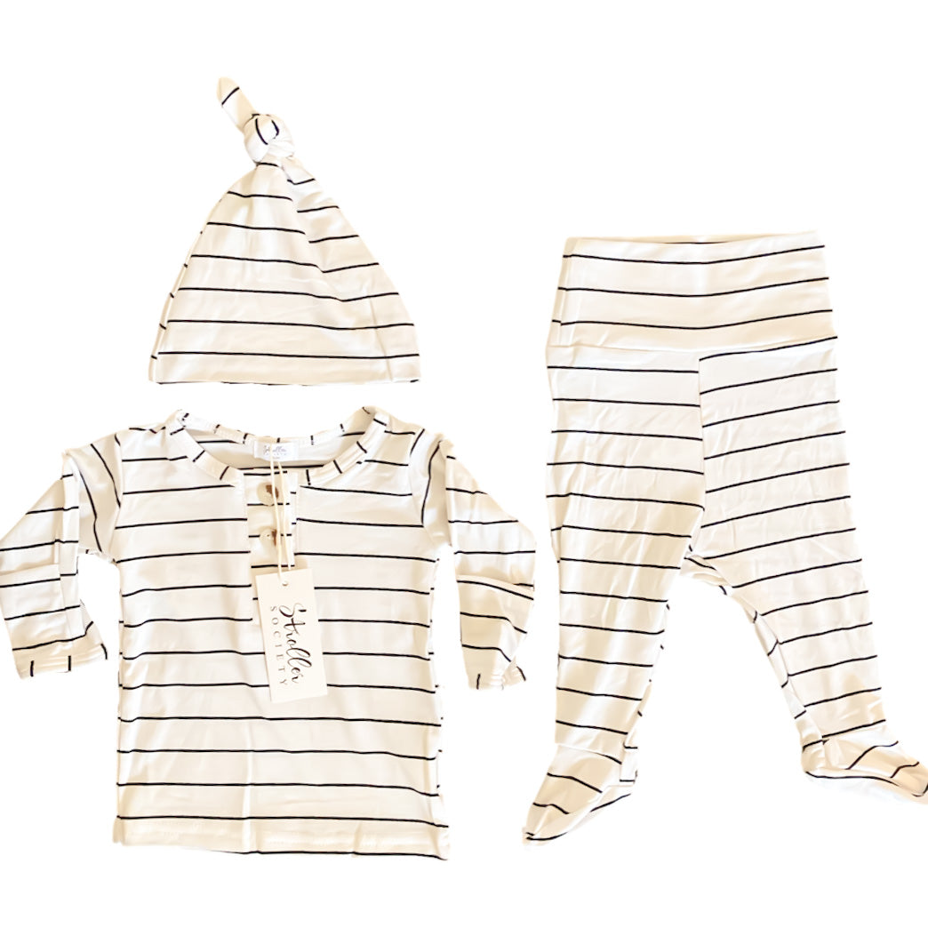 Black Stripes Baby Outfit Set with Hat/Headband Option (Newborn - 12 months)