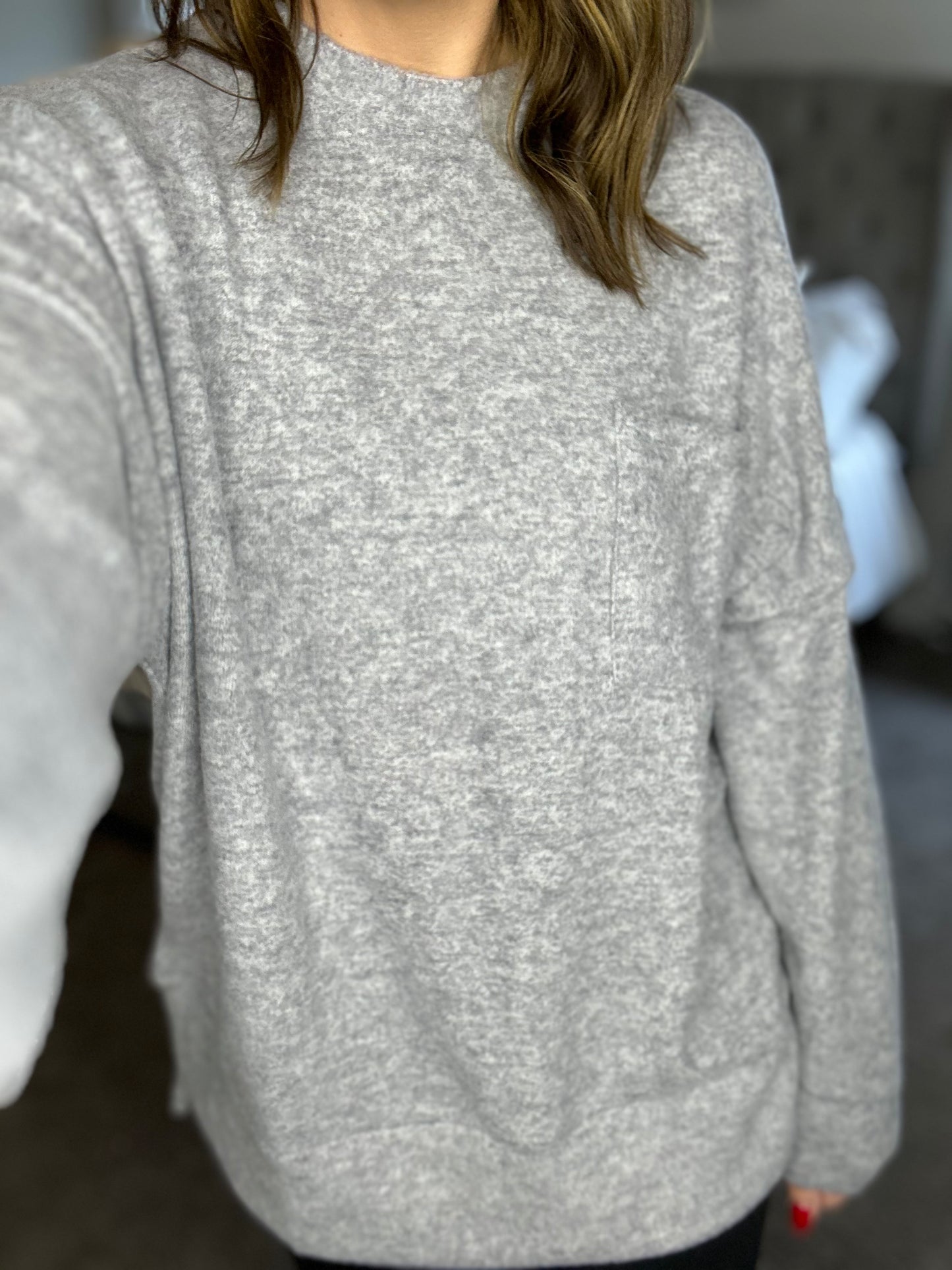 Arden Oversized Sweater- Heather Gray (Size L/XL)