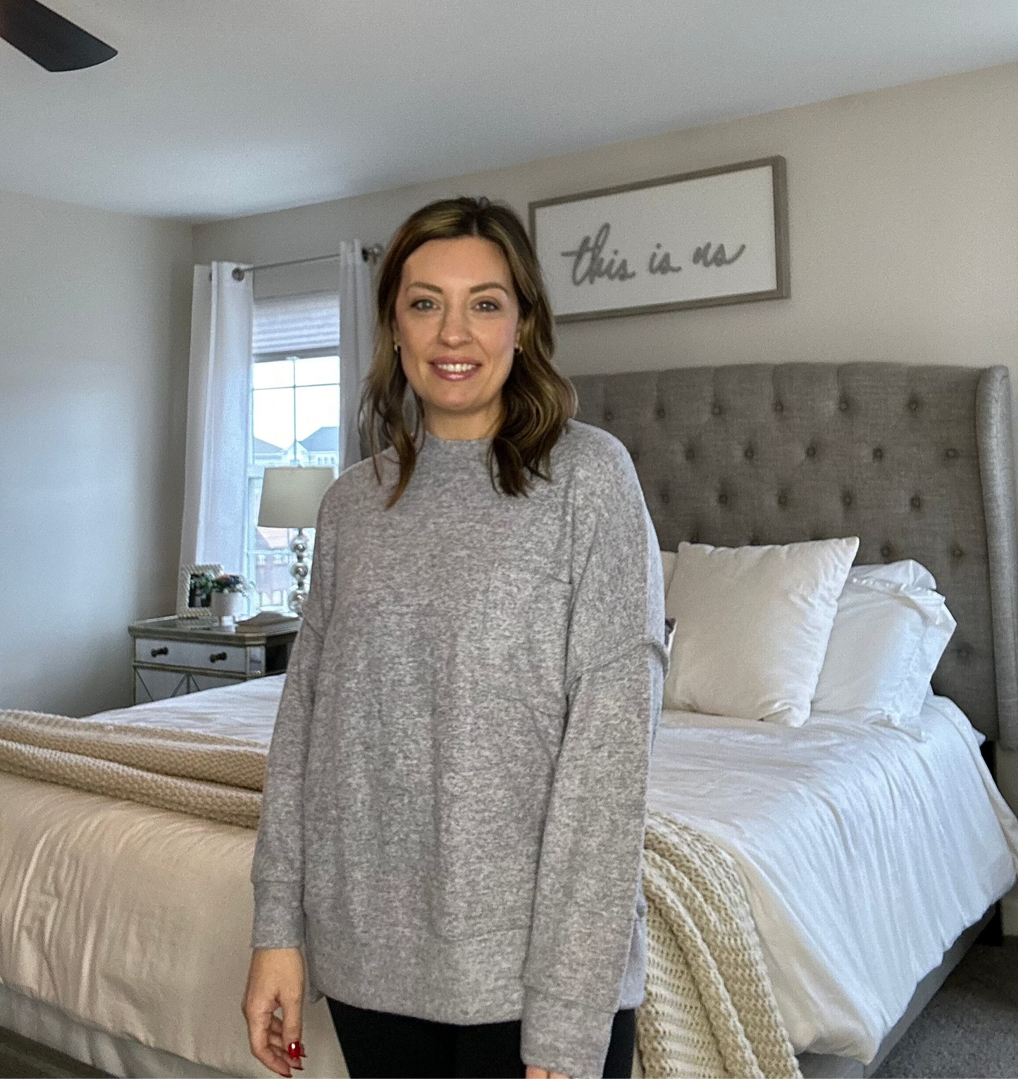 Arden Oversized Sweater- Heather Gray (Size L/XL)