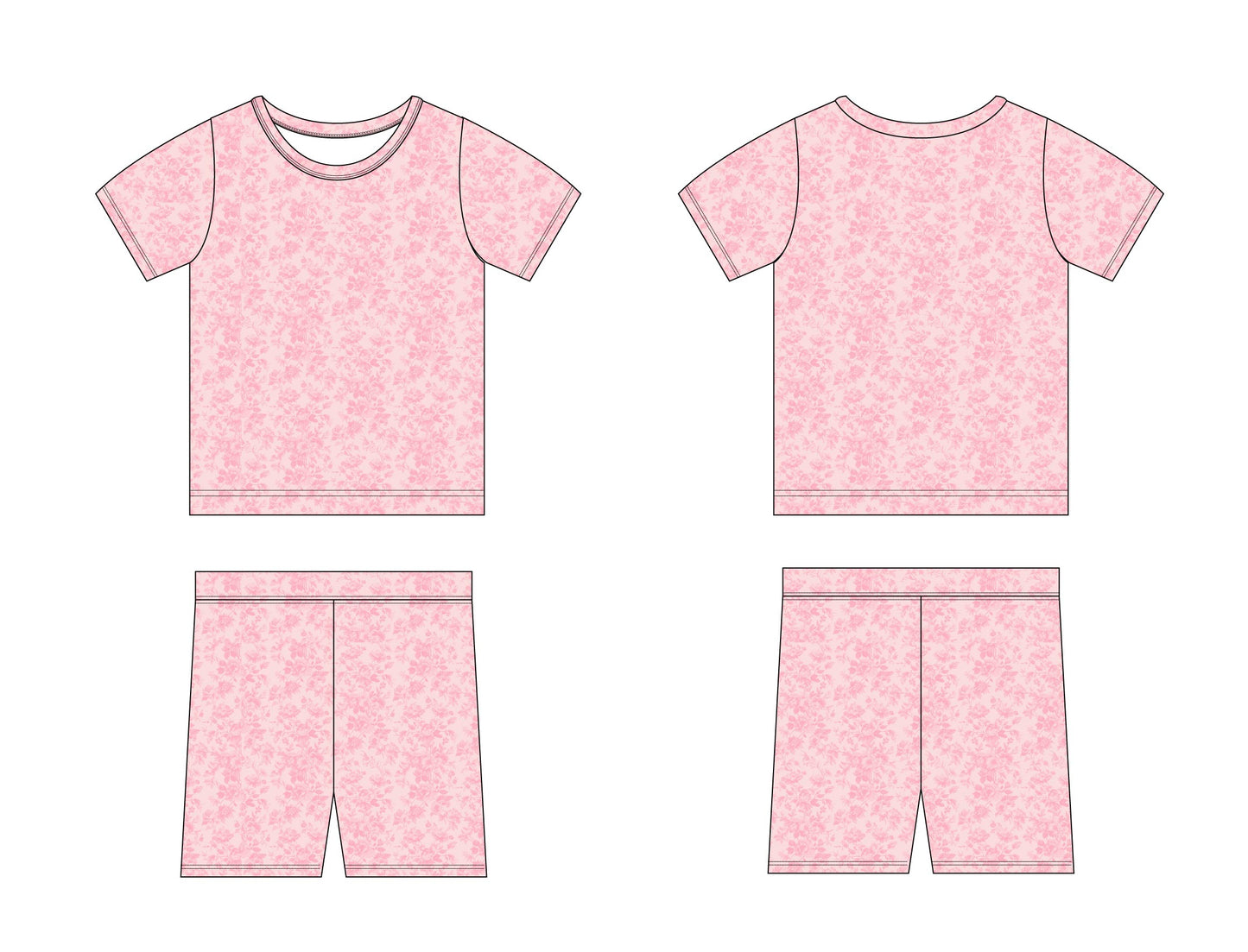 Pink Toile 2-Piece Pajama Short Set