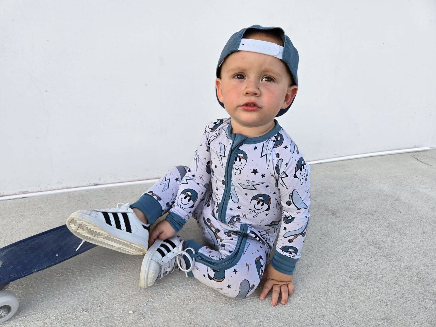 Skater Boy Zippy Pajama- Blue