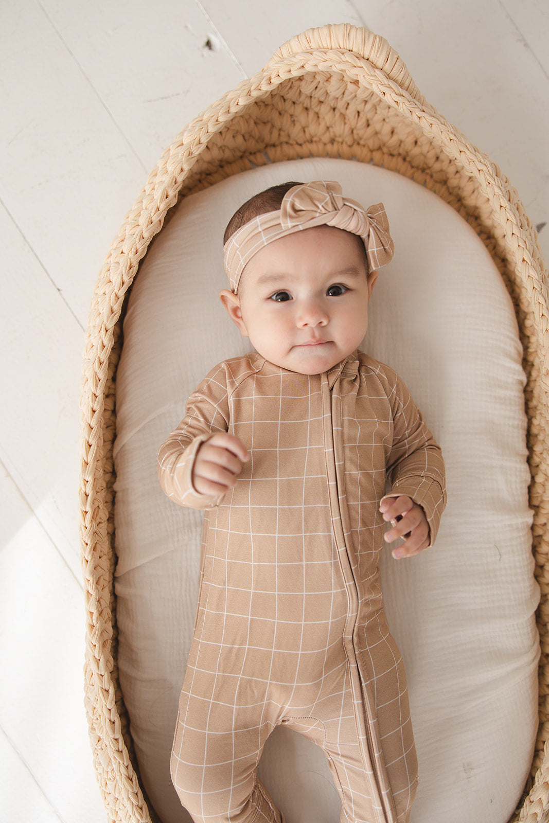 Cinnamon Cider Grid Zip Romper
