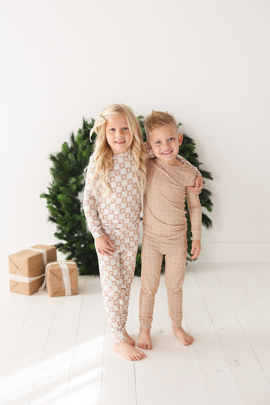 Cinnamon Cider Grid 2-Piece Pajama Set