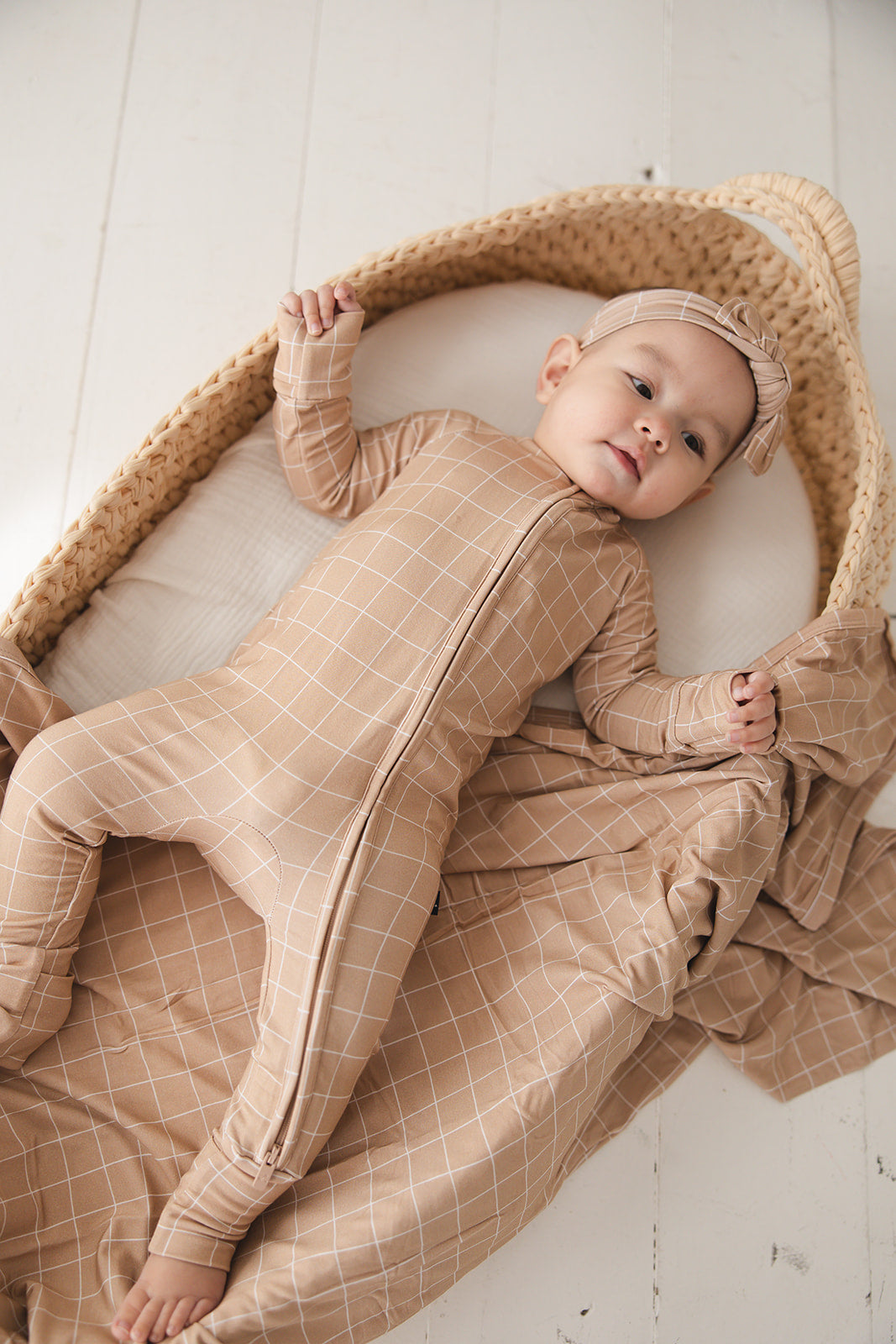 Cinnamon Cider Grid Zip Romper