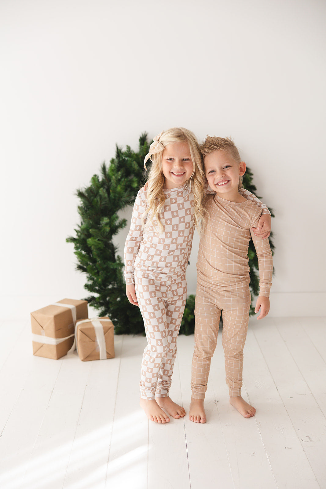 Cinnamon Cider Grid 2-Piece Pajama Set