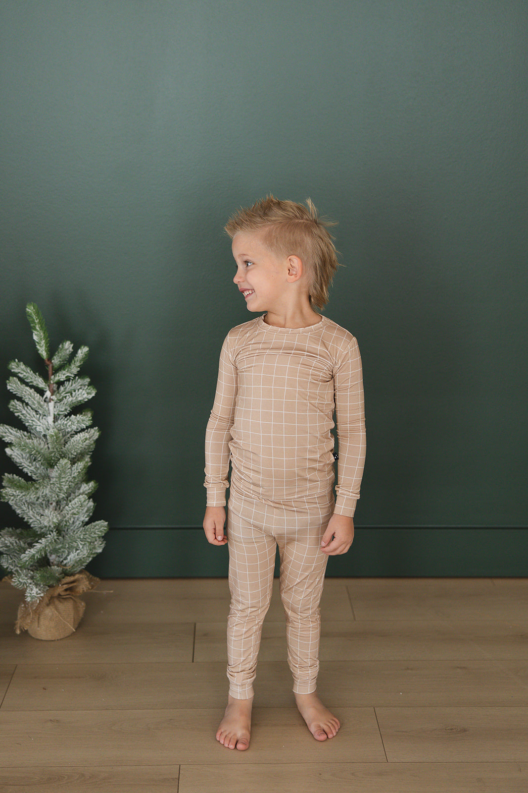 Cinnamon Cider Grid 2-Piece Pajama Set