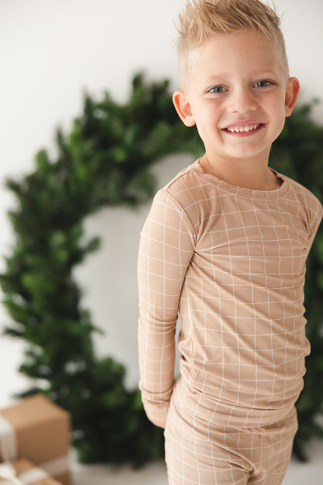 Cinnamon Cider Grid 2-Piece Pajama Set