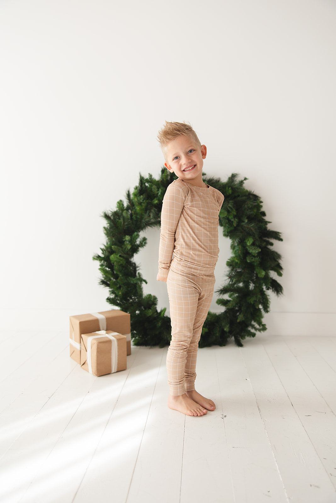 Cinnamon Cider Grid 2-Piece Pajama Set