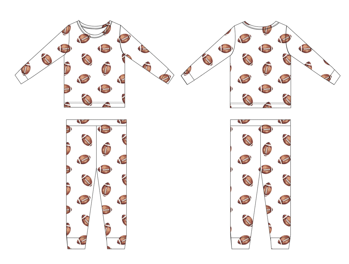 Football Ribbed 2-Piece Pajama Set