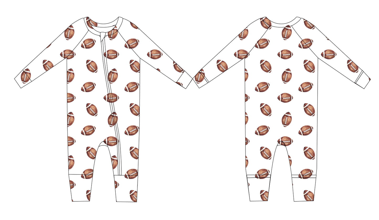 Football Ribbed Zippy Pajama