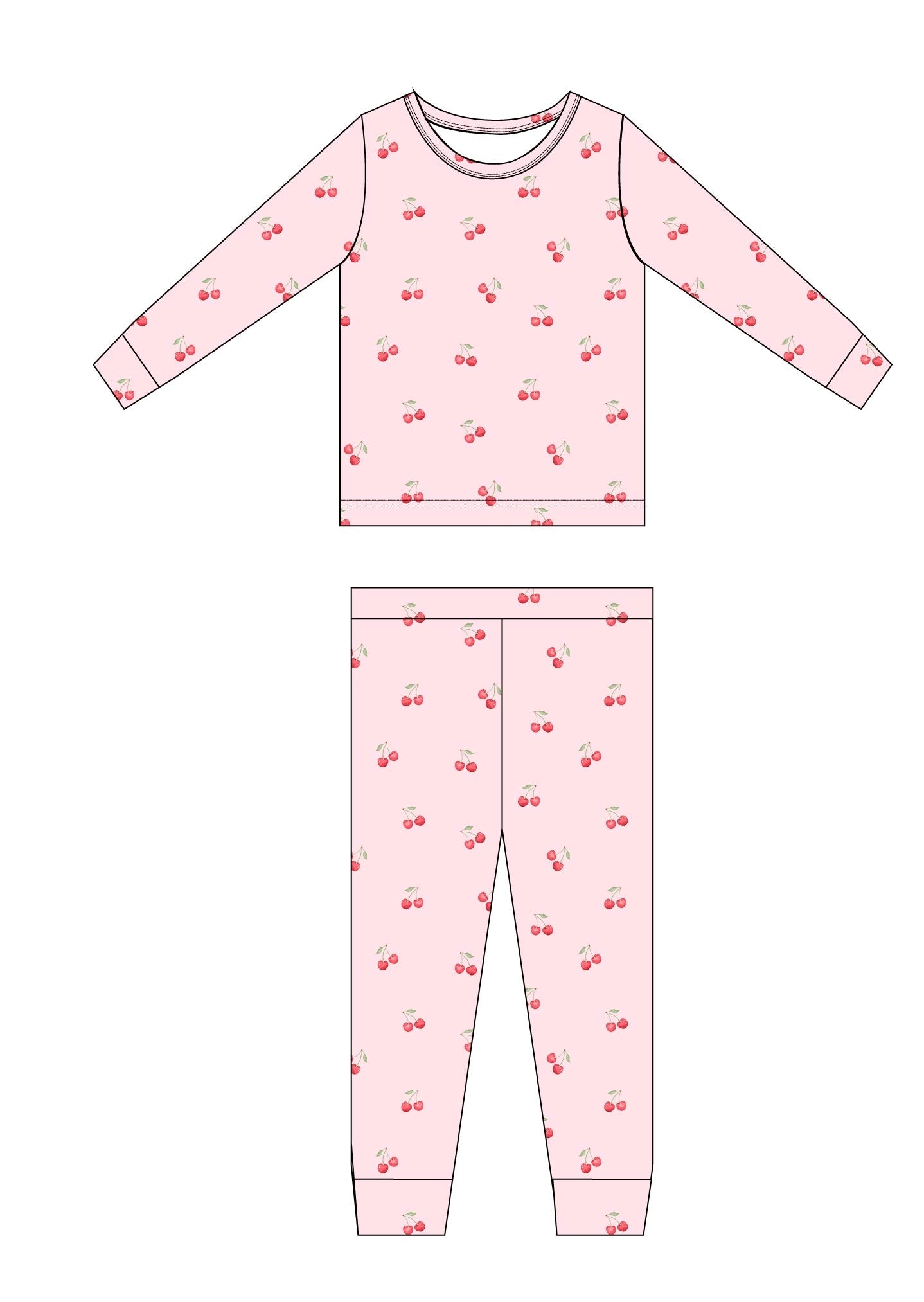 Cherry Ribbed Pajama Set