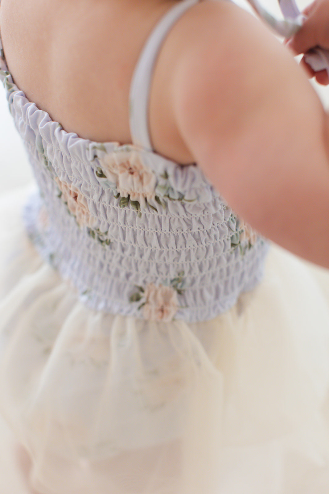 Cosette Smocked Tulle Bodysuit Dress