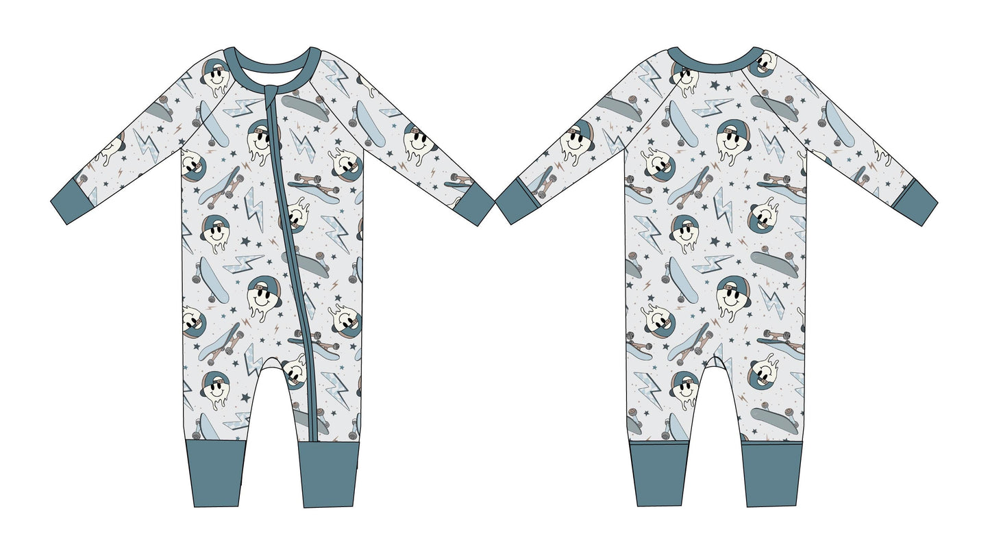 Skater Boy Zippy Pajama- Blue
