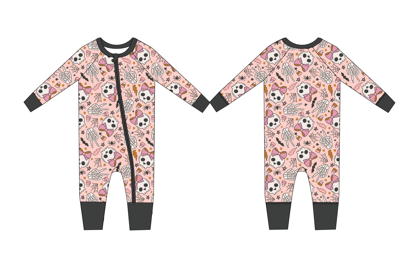 Skeleton Zippy Pajama- Pink