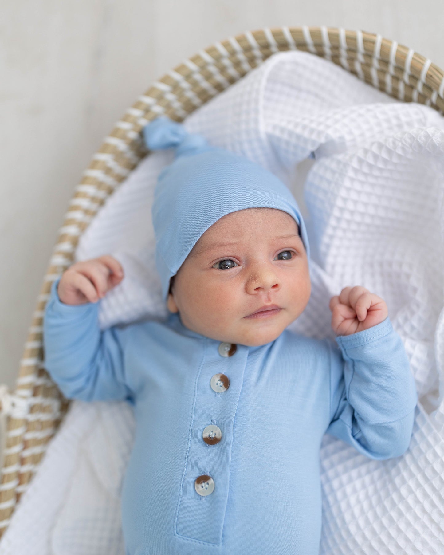 Baby Blue Newborn Knotted Gown & Hat Set
