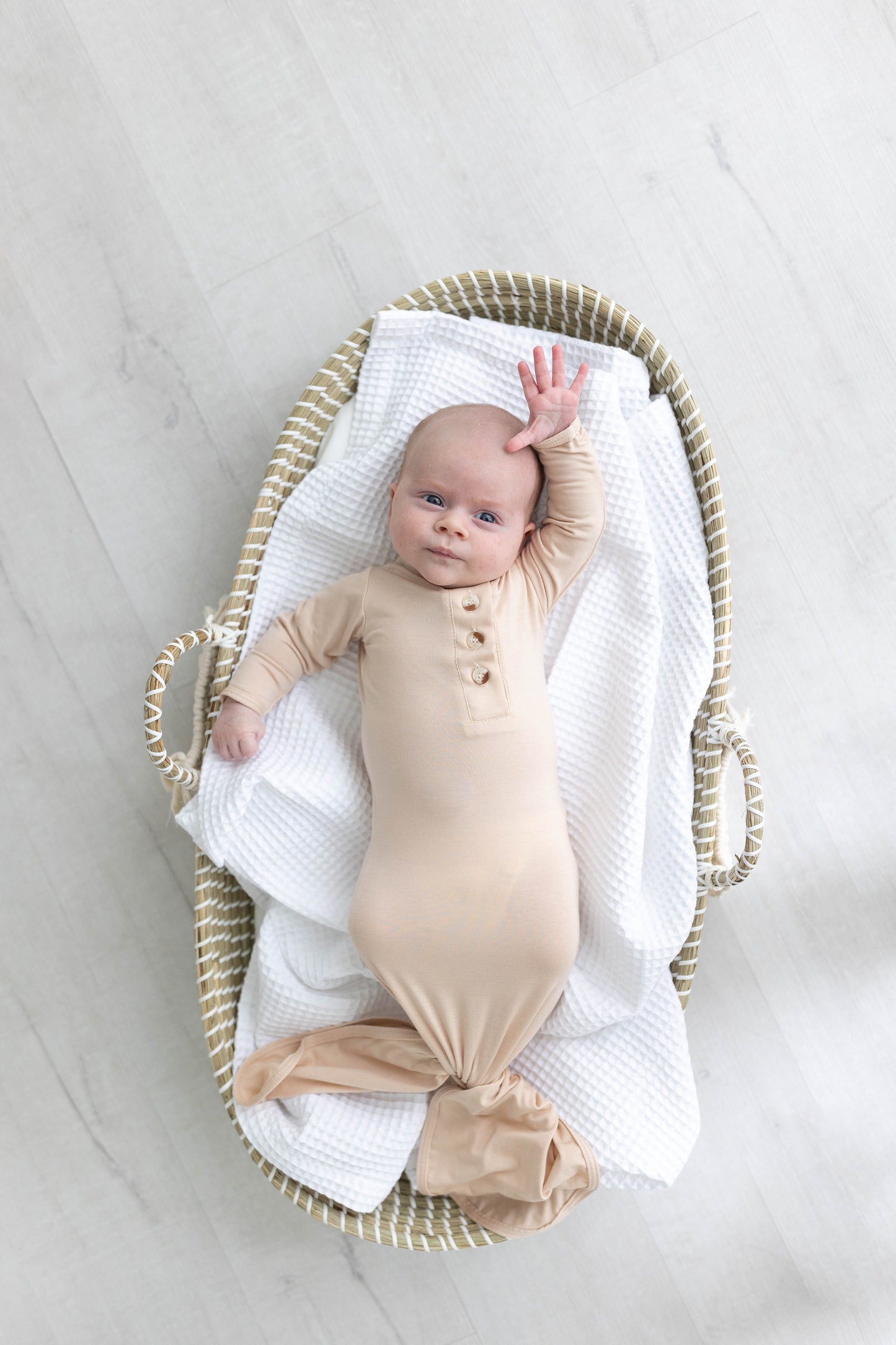 Sand Knotted Baby Gown Set With Hat/Headband Option (Newborn-3 months)
