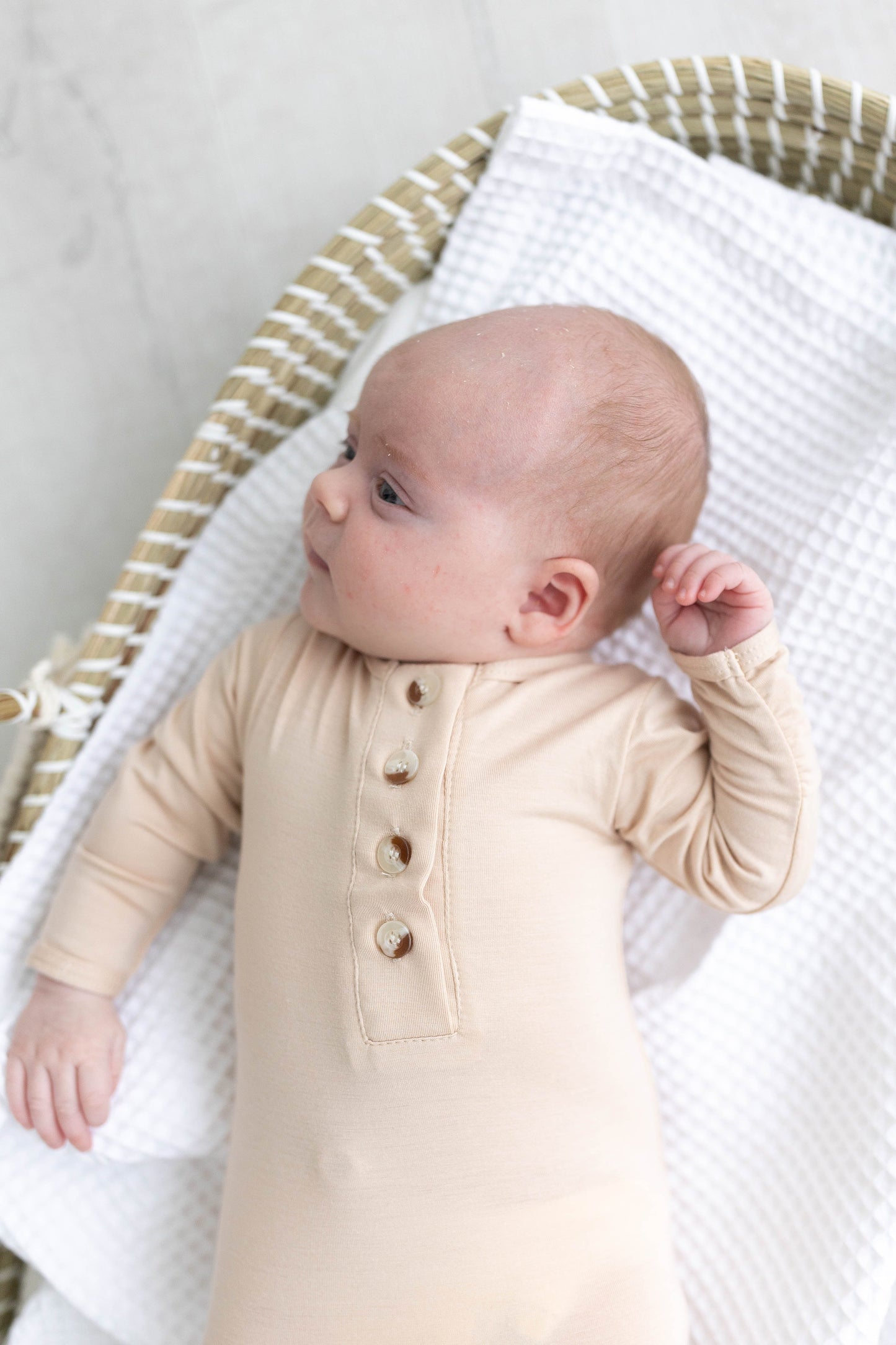 Sand Knotted Baby Gown Set With Hat/Headband Option (Newborn-3 months)
