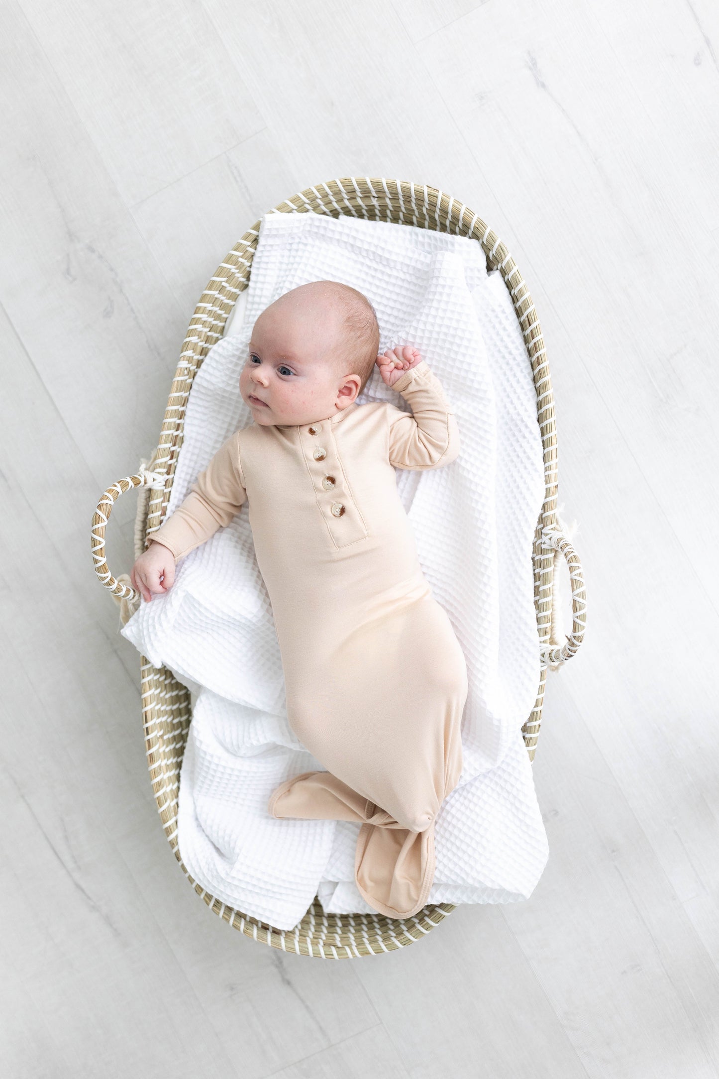 Sand Knotted Baby Gown Set With Hat/Headband Option (Newborn-3 months)