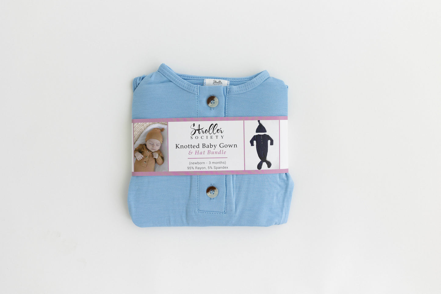 Baby Blue Newborn Knotted Gown & Hat Set