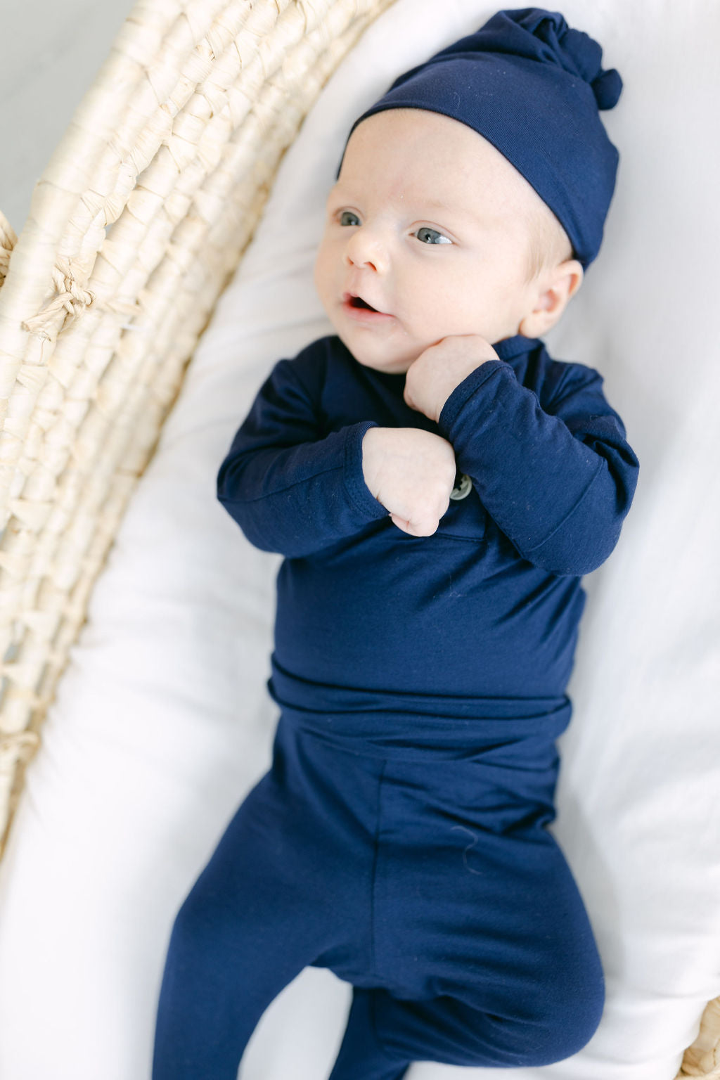 Navy Blue Newborn 3-Piece Baby Outfit With Hat Option