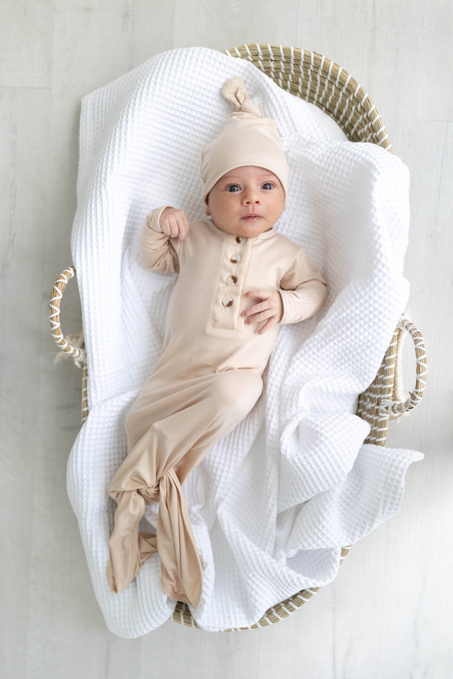 Sand Knotted Baby Gown Set With Hat/Headband Option (Newborn-3 months)