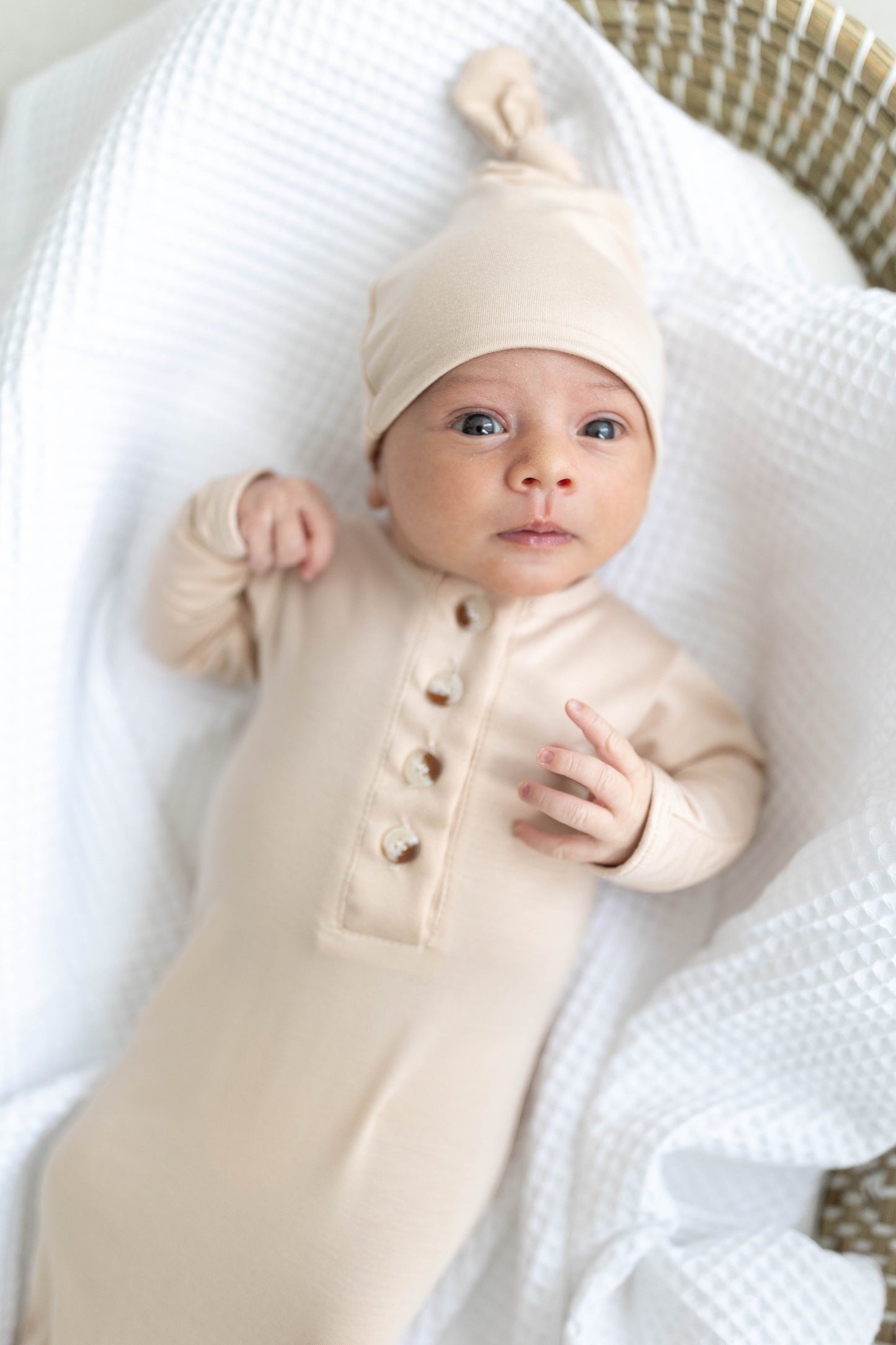 Sand Knotted Baby Gown Set With Hat/Headband Option (Newborn-3 months)