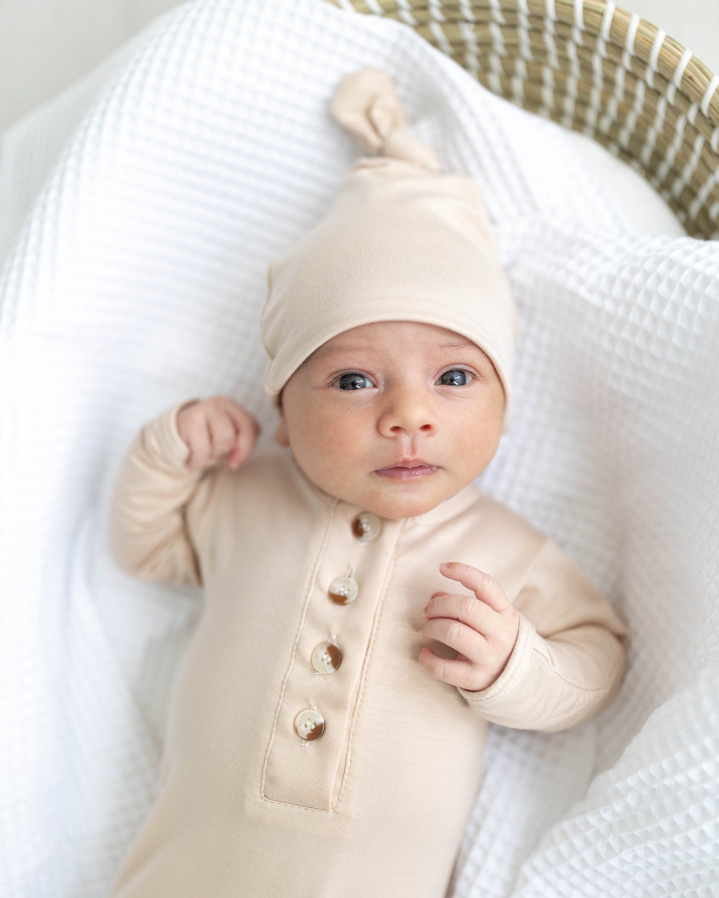 Sand Knotted Baby Gown Set With Hat/Headband Option (Newborn-3 months)