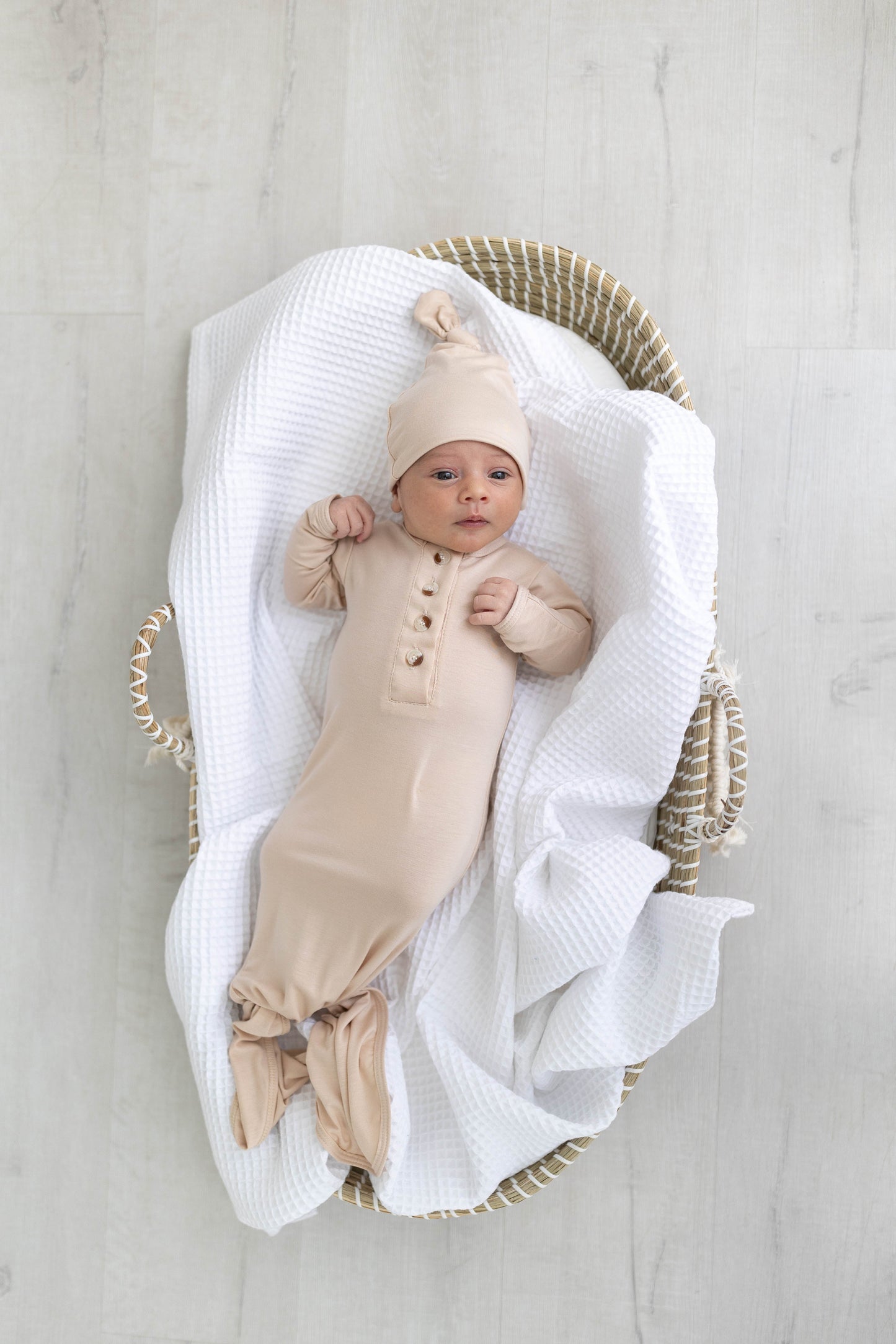 Sand Knotted Baby Gown Set With Hat/Headband Option (Newborn-3 months)