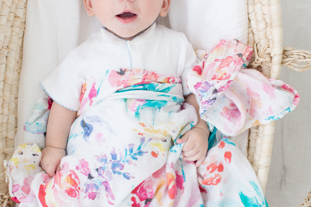 Flora Bamboo Cotton Swaddle Blanket