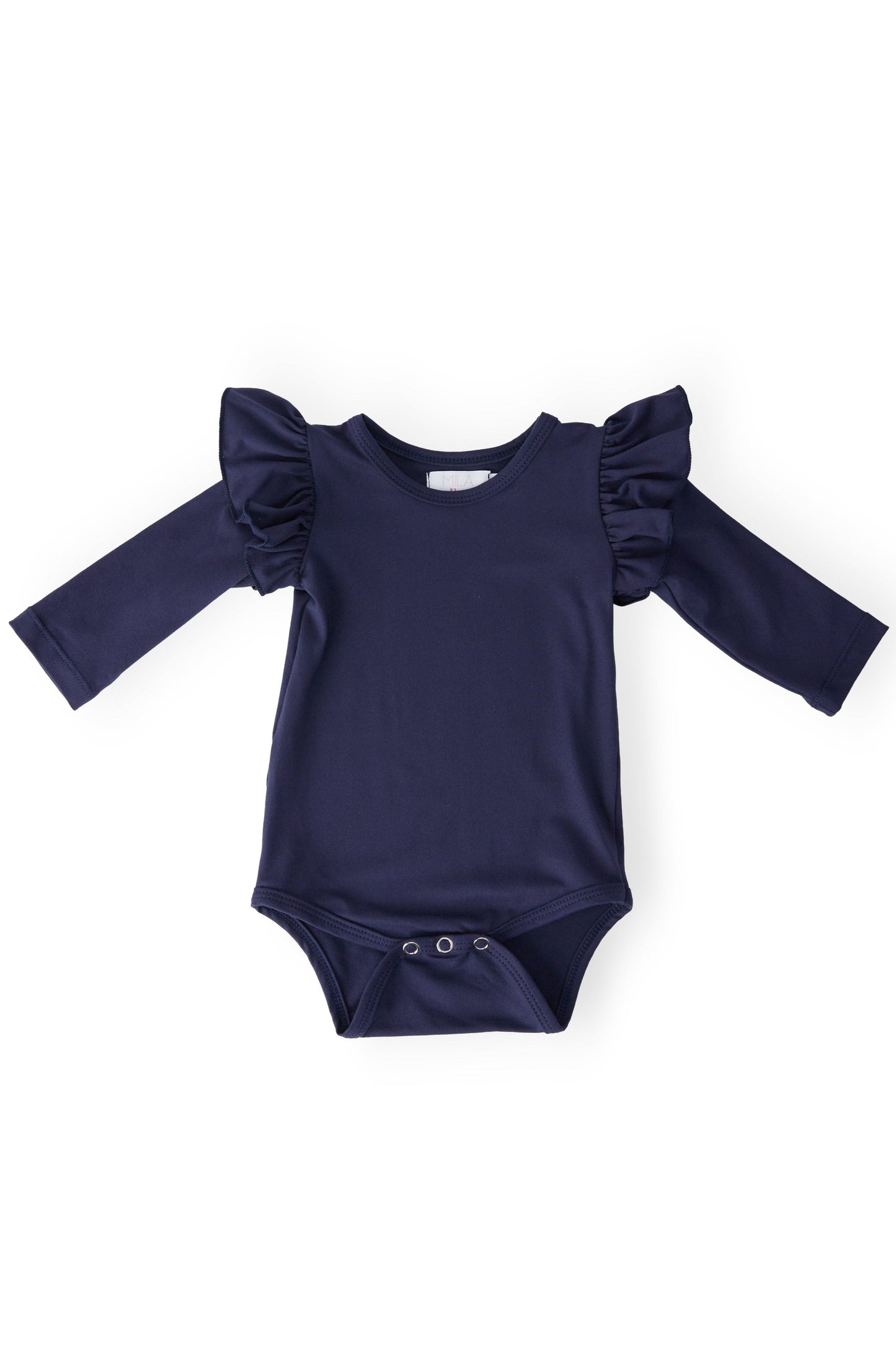 Navy Long Sleeve Flutter Bodysuit
