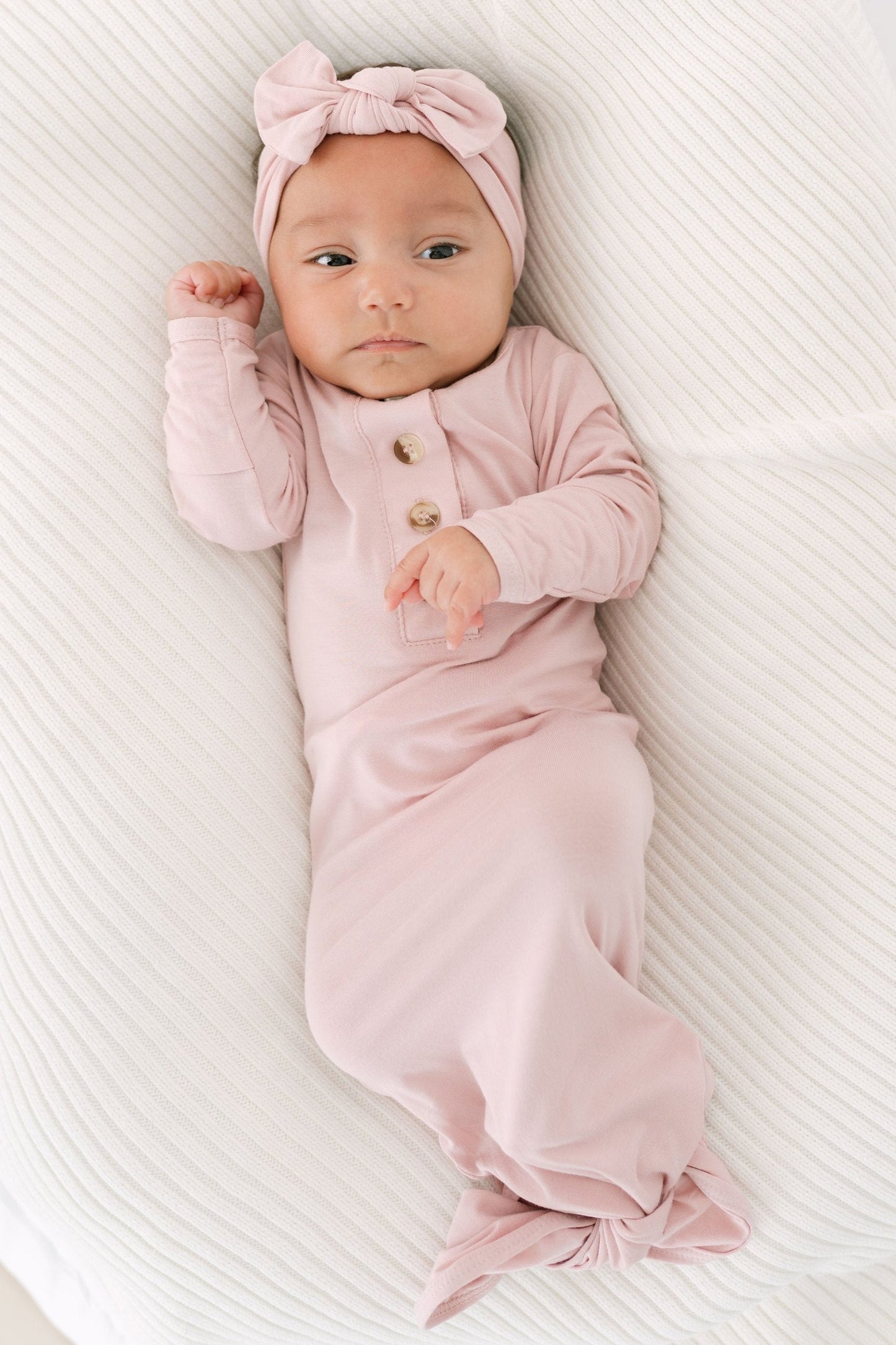 Dusty Rose 3-Piece Newborn Gown Set
