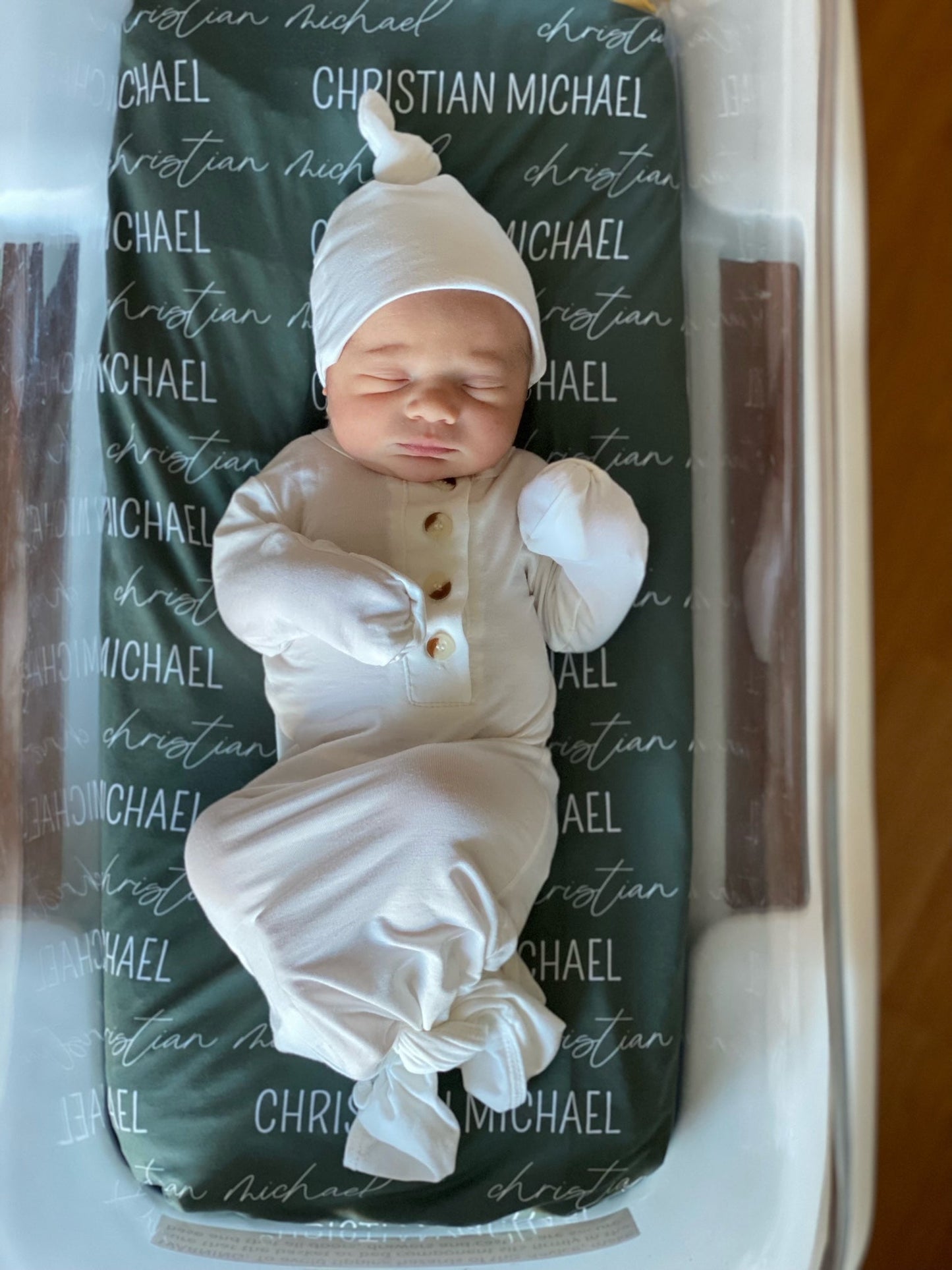 Newborn Gown With Hat/Headband Option- White