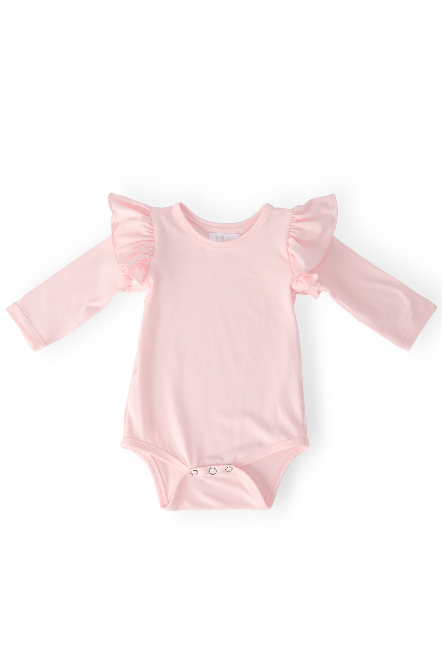 Petal Pink Long Sleeve Flutter Bodysuit