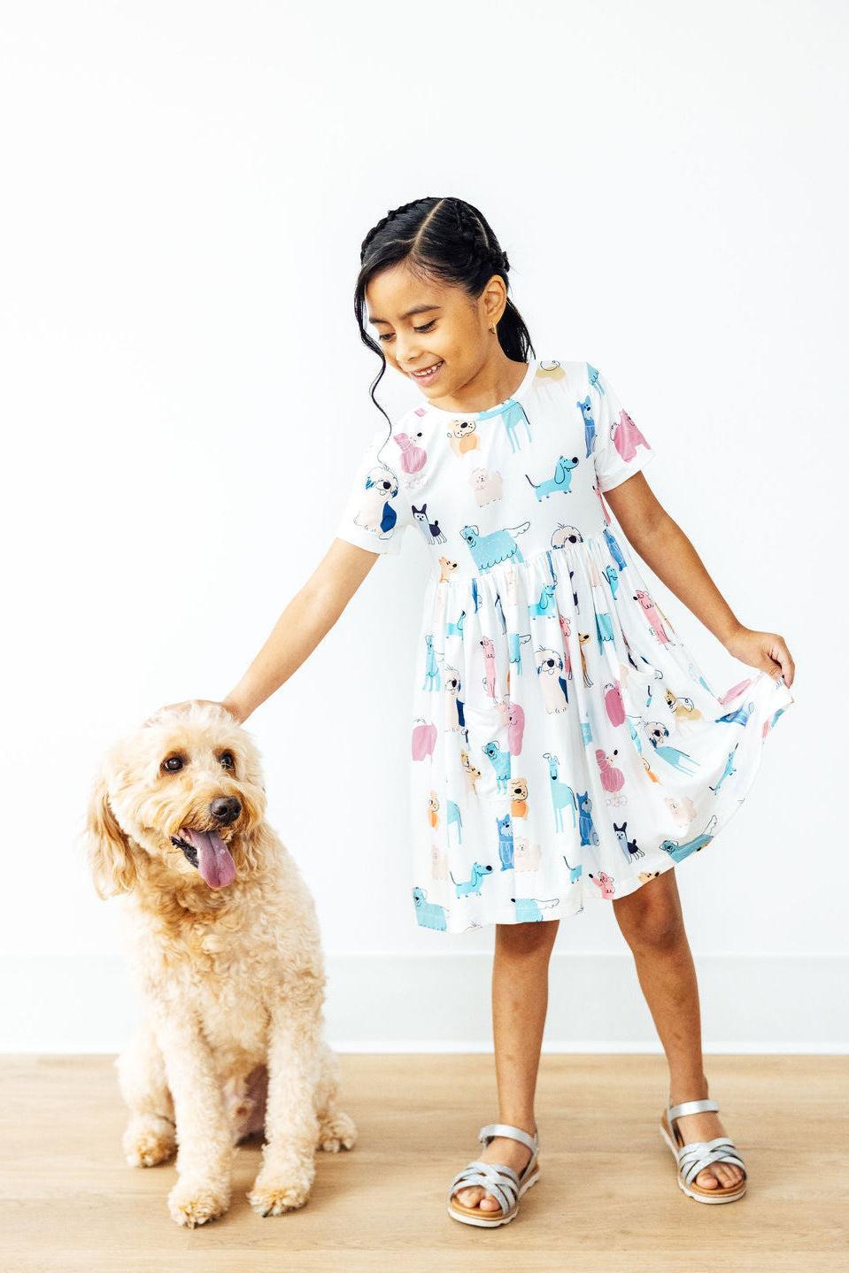 Puppy Pals Short Sleeve Pocket Twirl Dress